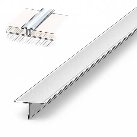 Dalsys Fliesenprofil T-Profil V2A Edelstahl Gebürstet 2,5 m x 15 mm