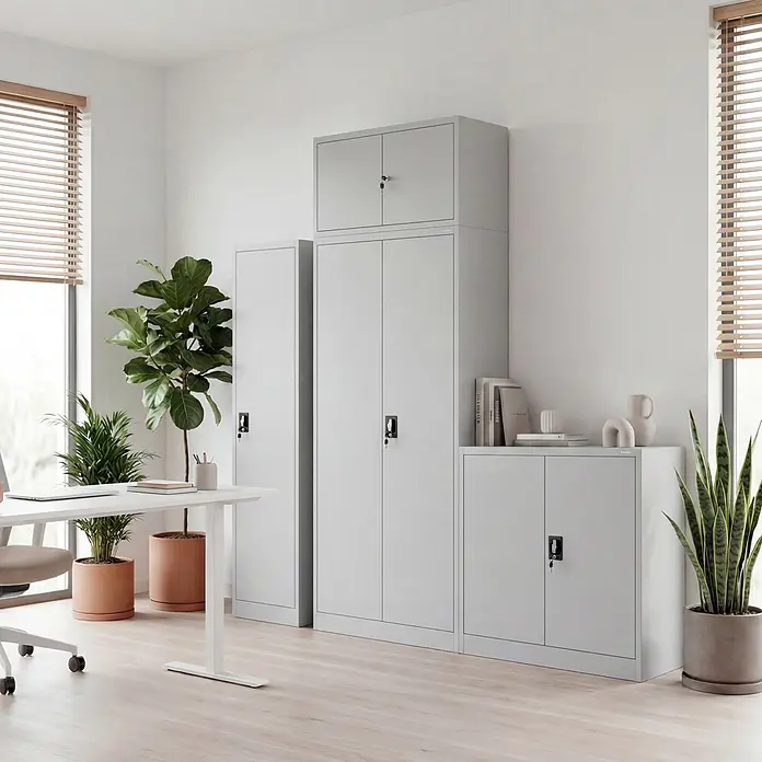 Jan Nowak Metallschrank JAN H2200, 220 x 90 x 40 cm, grau - 
