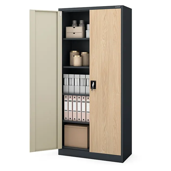 Jan Nowak Büro-Aktenschrank JAN H, 195 x 90 x 40 cm, anthrazit / Eiche Sonoma - 