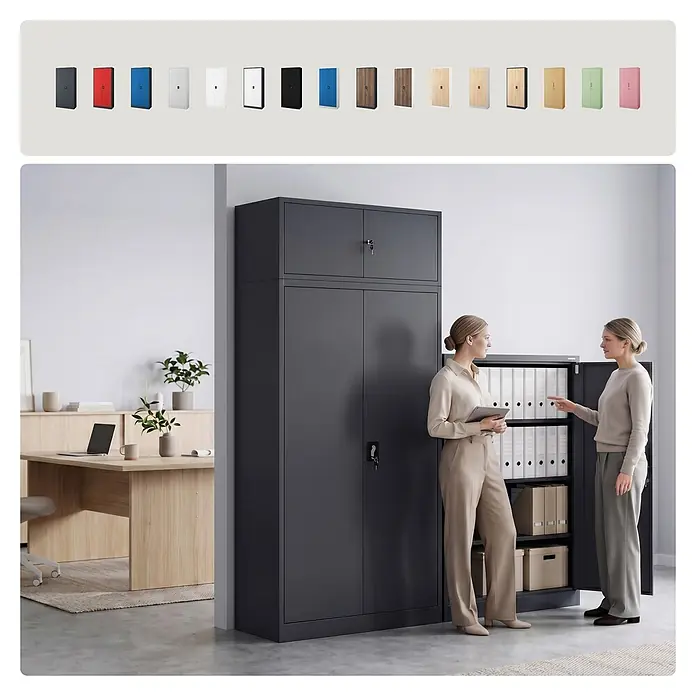 Jan Nowak Büroaktenschrank Aktenschrank JAN, 185 x 90 x 40 cm, Anthrazit / Eiche Sonoma - 