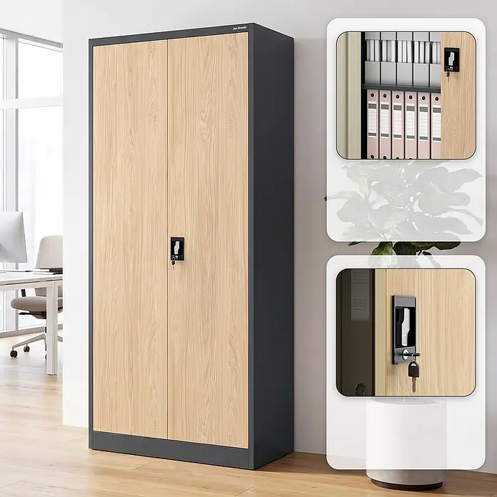 Jan Nowak Büro-Aktenschrank JAN H, 195 x 90 x 40 cm, anthrazit / Eiche Sonoma - 