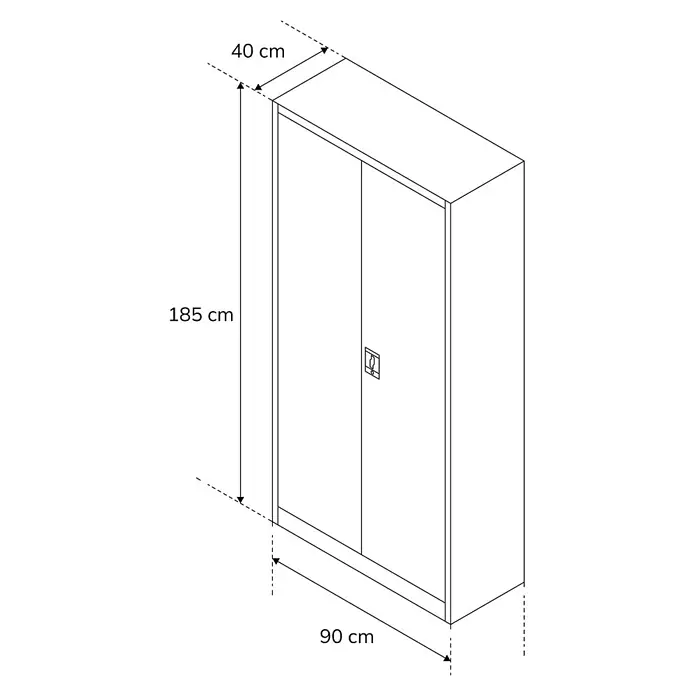 Jan Nowak Büroaktenschrank Aktenschrank JAN, 185 x 90 x 40 cm, Grau / Eiche Sonoma - 