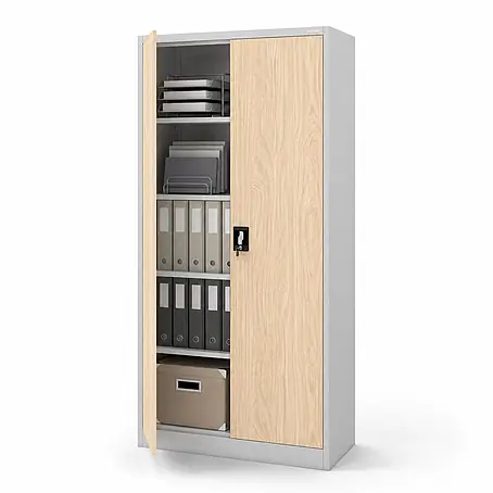 Jan Nowak Büroaktenschrank Aktenschrank JAN, 185 x 90 x 40 cm, Grau / Eiche Sonoma