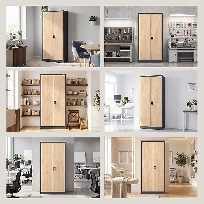Jan Nowak Büro-Aktenschrank JAN H, 195 x 90 x 40 cm, anthrazit / Eiche Sonoma - 