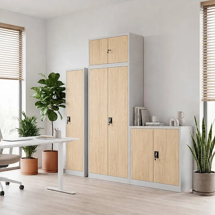 Jan Nowak Büroaktenschrank Aktenschrank JAN, 185 x 90 x 40 cm, Grau / Eiche Sonoma - 