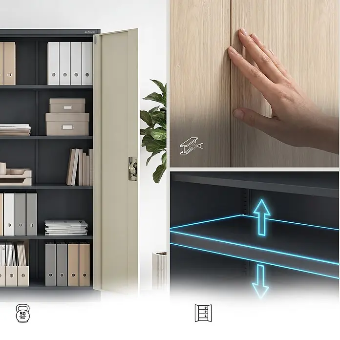Jan Nowak Büro-Aktenschrank JAN H, 195 x 90 x 40 cm, anthrazit / Eiche Sonoma - 