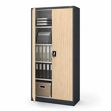 Jan Nowak Büroaktenschrank Aktenschrank JAN, 185 x 90 x 40 cm, Anthrazit / Eiche Sonoma