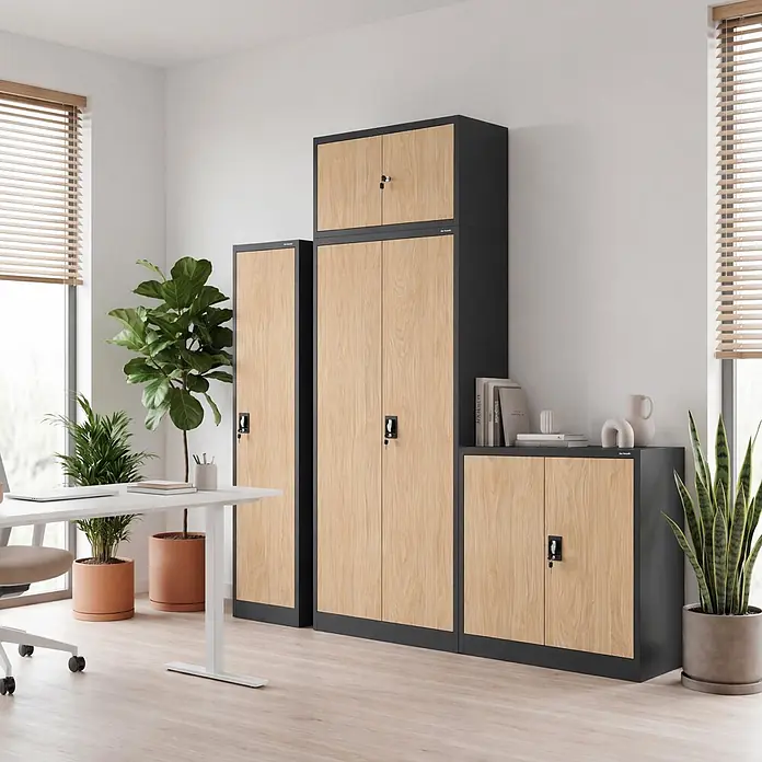 Jan Nowak Büroaktenschrank Aktenschrank JAN, 185 x 90 x 40 cm, Anthrazit / Eiche Sonoma - 