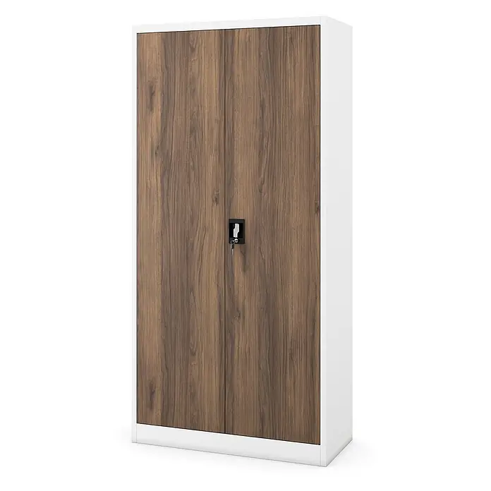 Jan Nowak Büroaktenschrank Aktenschrank JAN, 185 x 90 x 40 cm, Weiß/Nussbaum - 