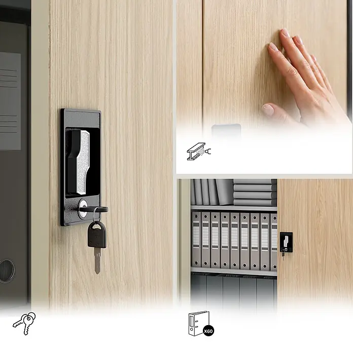 Jan Nowak Metall-Aktenschrank JAN II, 185 x 115 x 40 cm, grau / Eiche Sonoma - 