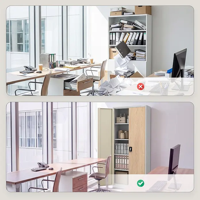 Jan Nowak Büro-Aktenschrank JAN H, 195 x 90 x 40 cm, grau / Eiche Sonoma - 
