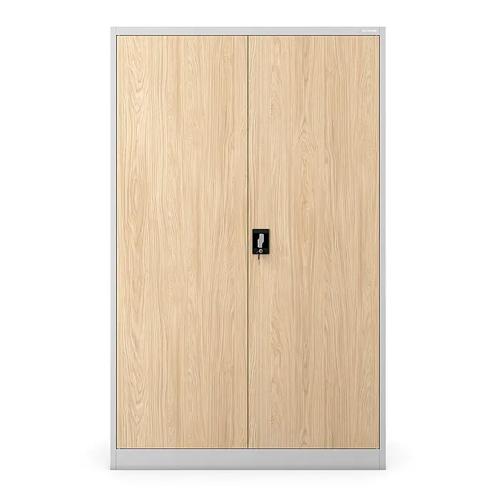 Jan Nowak Metall-Aktenschrank JAN II, 185 x 115 x 40 cm, grau / Eiche Sonoma - 