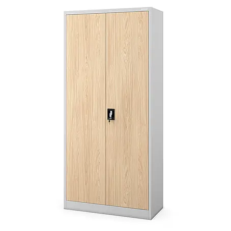 Jan Nowak Büro-Aktenschrank JAN H, 195 x 90 x 40 cm, grau / Eiche Sonoma