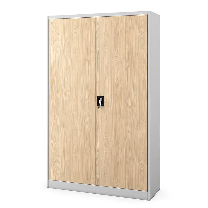 Jan Nowak Metall-Aktenschrank JAN II, 185 x 115 x 40 cm, grau / Eiche Sonoma - 