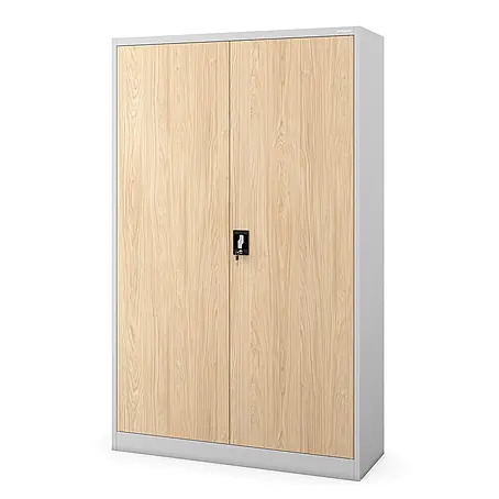 Jan Nowak Metall-Aktenschrank JAN II, 185 x 115 x 40 cm, grau / Eiche Sonoma