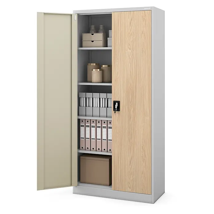 Jan Nowak Büro-Aktenschrank JAN H, 195 x 90 x 40 cm, grau / Eiche Sonoma - 