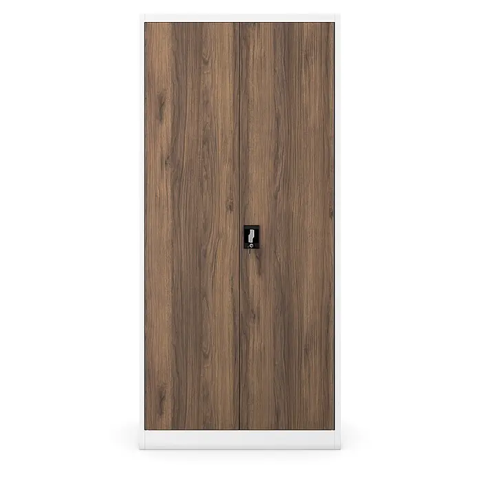 Jan Nowak Büro-Aktenschrank JAN H, 195 x 90 x 40 cm, weiß/nussbaum - 