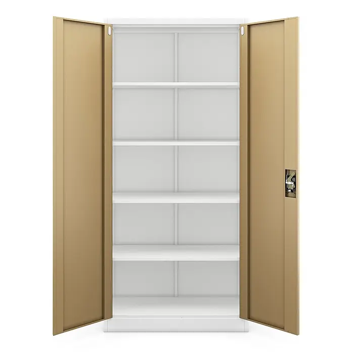 Jan Nowak Büro-Aktenschrank JAN H, 195 x 90 x 40 cm, weiß/nussbaum - 