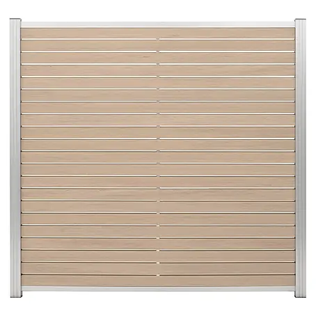 GartenLand WPC Zaun Stockholm Steckzaun Sand-Multicolor Alu Silber