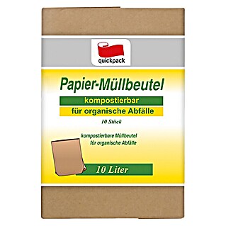 Quickpack Müllbeutel Papier (Fassungsvermögen: 10 l, 10 Stk., Braun)