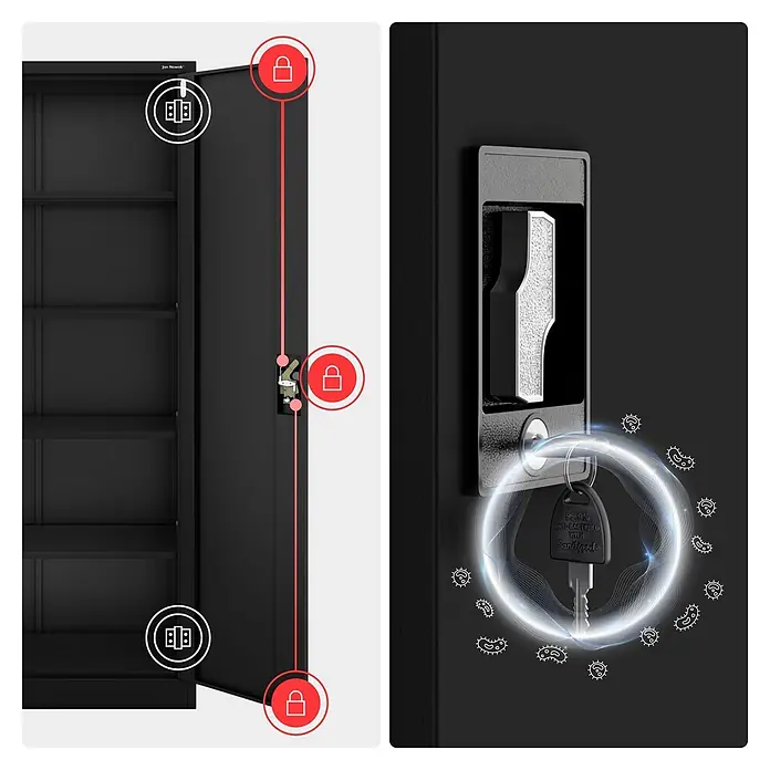 Jan Nowak Metallschrank JAN H2200, 220 x 90 x 40 cm, schwarz - 