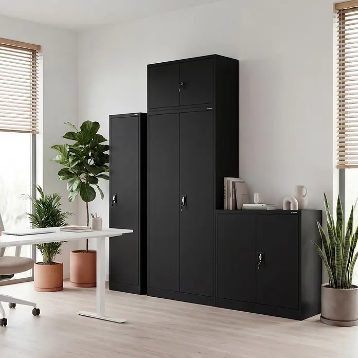 Jan Nowak Metallschrank JAN H2200, 220 x 90 x 40 cm, schwarz - 