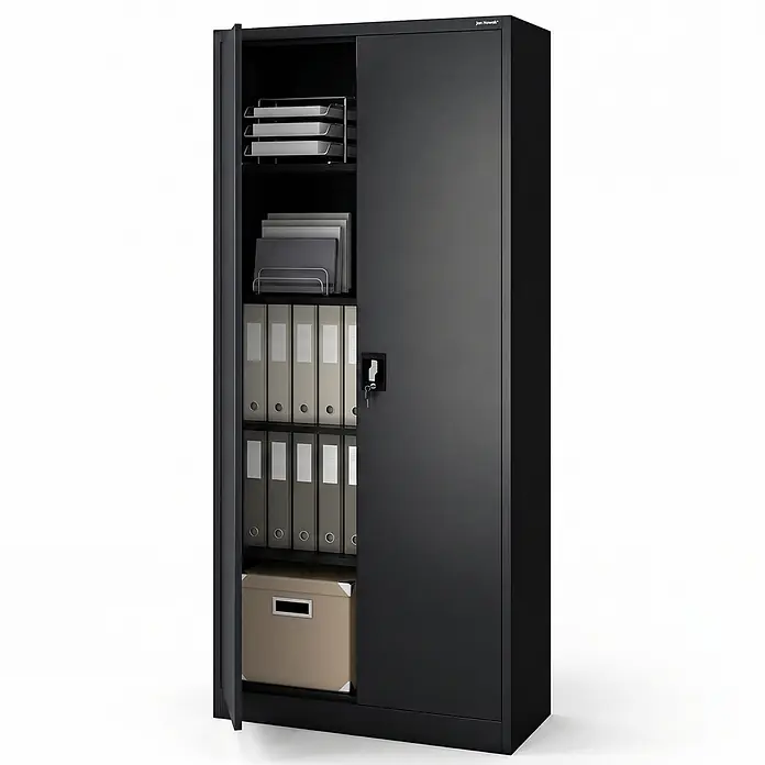 Jan Nowak Metallschrank JAN H2200, 220 x 90 x 40 cm, schwarz - 