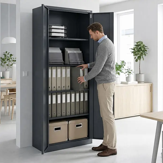 Jan Nowak Metallschrank JAN H2200, 220 x 90 x 40 cm, anthrazit - 