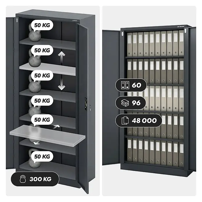 Jan Nowak Metallschrank JAN H2200, 220 x 90 x 40 cm, anthrazit - 