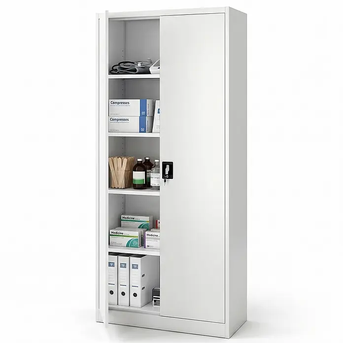 Jan Nowak Metallschrank JAN H2200, 220 x 90 x 40 cm, Weiß - 