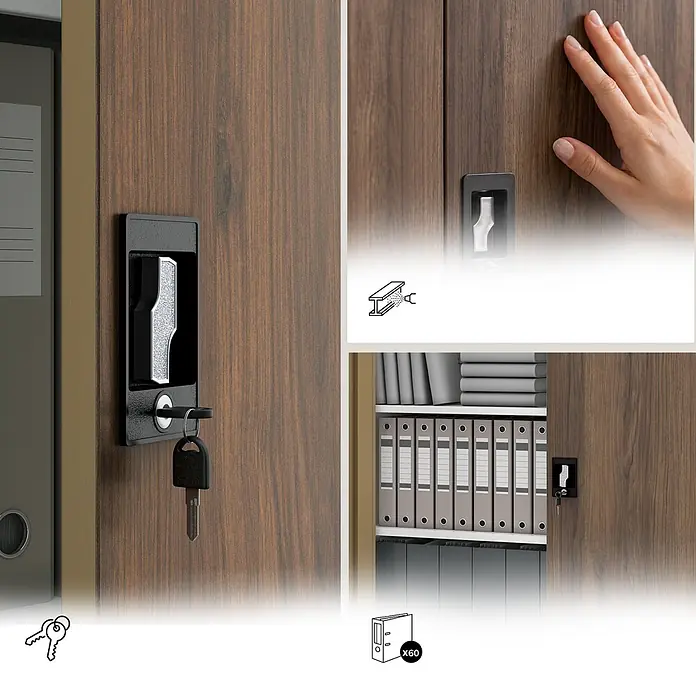 Jan Nowak Metall-Aktenschrank JAN II, 185 x 115 x 40 cm, Weiß/nussbraun - 