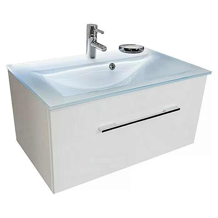 Camargue Stella Waschtischunterschrank - 79,4 x 48,8 x 39 cm, Mit Beleuchtung, Weiß