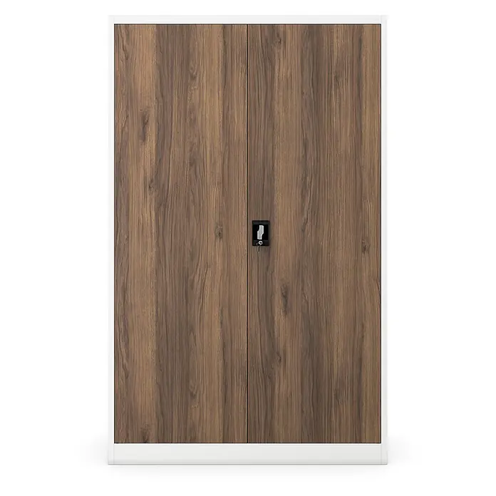 Jan Nowak Metall-Aktenschrank JAN II, 185 x 115 x 40 cm, Weiß/nussbraun - 