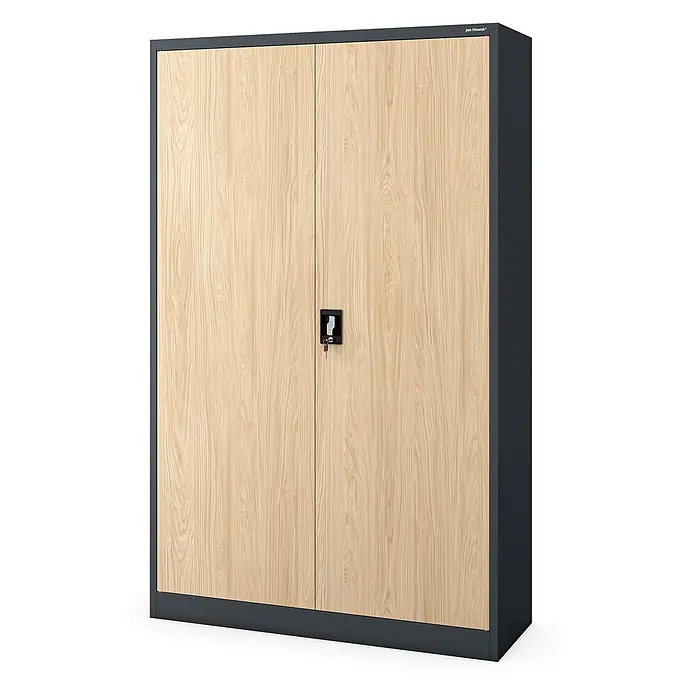 Jan Nowak Metall-Aktenschrank JAN II, 185 x 115 x 40 cm, anthrazit / Eiche Sonoma - 