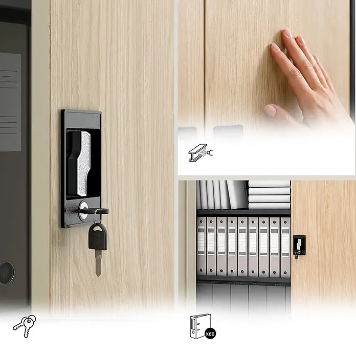 Jan Nowak Metall-Aktenschrank JAN II, 185 x 115 x 40 cm, anthrazit / Eiche Sonoma - 
