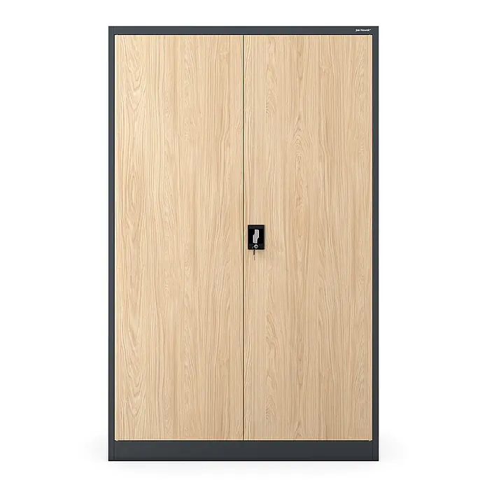 Jan Nowak Metall-Aktenschrank JAN II, 185 x 115 x 40 cm, anthrazit / Eiche Sonoma - 