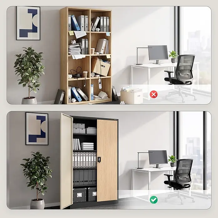 Jan Nowak Metall-Aktenschrank JAN II, 185 x 115 x 40 cm, anthrazit / Eiche Sonoma - 