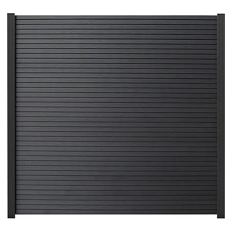 GartenLand WPC Zaun Set Shadowline ca. 180 x 180 cm Sichtschutz Steckzaun Deep Black Ohne Pfosten