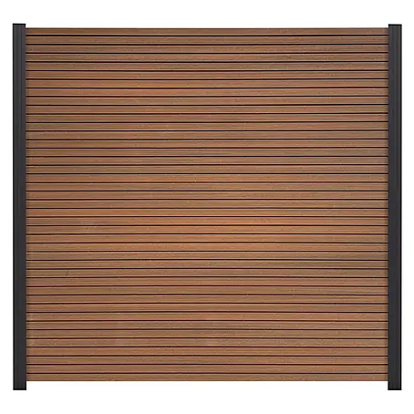 GartenLand WPC Zaun Shadowline ca. 180 x 180 cm Sichtschutz Steckzaun Mahagoni Ohne Pfosten