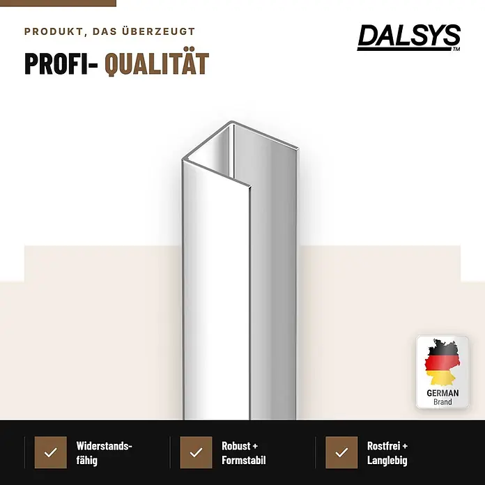 Dalsys Fliesenprofil U Edelstahl V2A Poliert 2,5 m 10 mm - 