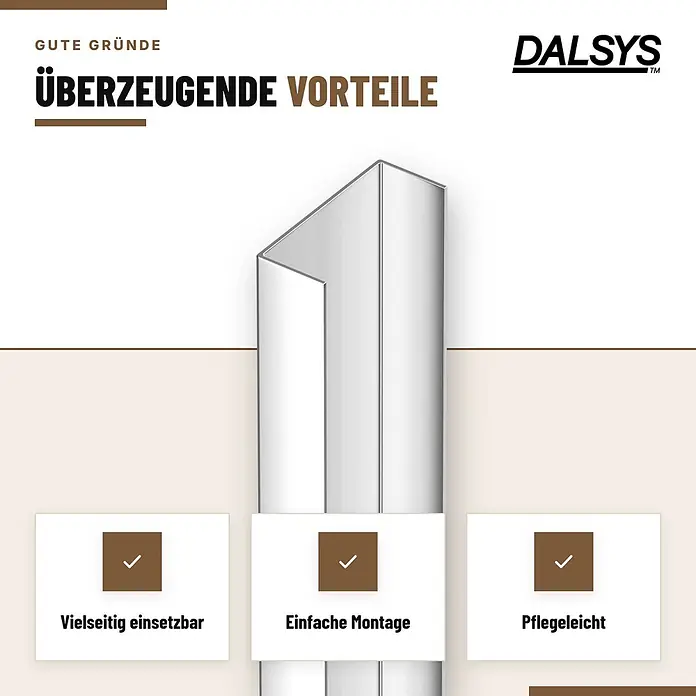 Dalsys Fliesenprofil U-Profil Edelstahl V2A Poliert 2,5 m x 25 mm - 