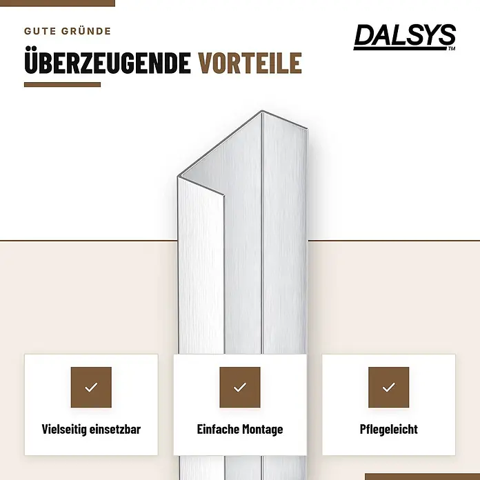 Dalsys Fliesenschiene U Profil V2A Gebürstet 2,5 m x 25 mm - 