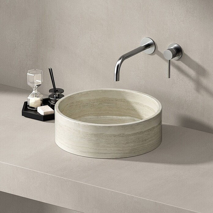 Best Design Opzetwastafel Pureline (Zonder overloop, White-wooden, Natuursteen) | BAUHAUS