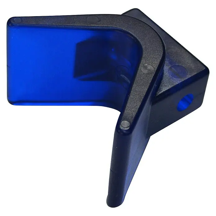 V-Block-Bugauflage - Schenkellänge: 75 mm, Befestigungsbreite: 75 mm, Polyvinyl, Blau - Eckenschutz aus blauem Kunststoff mit abgerundeten Kanten für Möbel. Schützt vor Stößen und Kratzern.