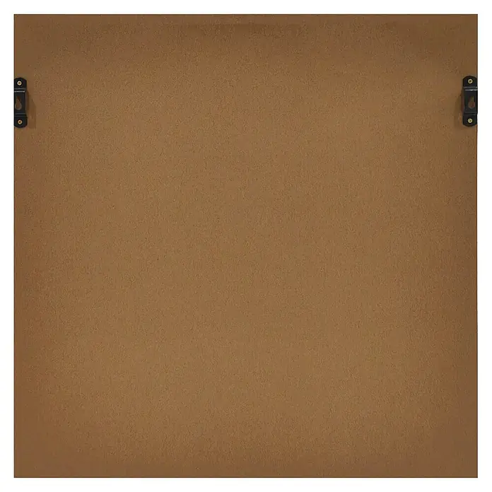 BHP Leinwandbild George - Bär mit eleganten Anzug, B x H: 55 x 55 cm - Rückseite einer hellbraunen, strukturierten Platte mit zwei schwarzen Metallaufhängungen in den oberen Ecken.