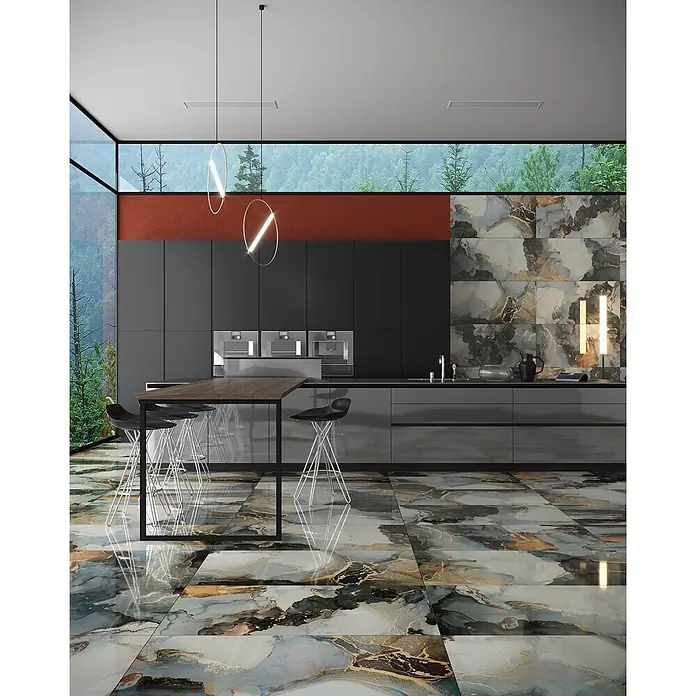 Feinsteinzeugfliese JOYA – 60 x 120 cm, Marmoroptik, Brillant - 