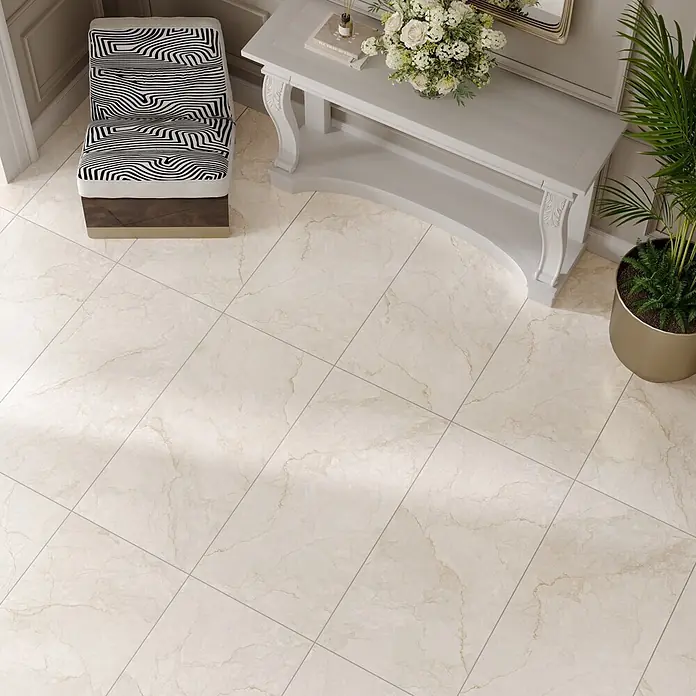 Feinsteinzeugfliese BRENTA CREAM – 60 x 120 cm, Marmoroptik, Matt - 