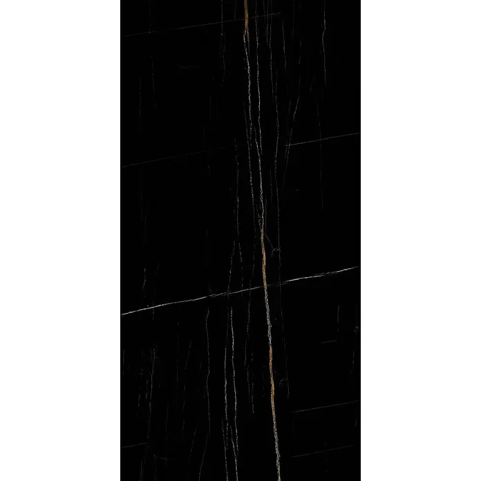 Feinsteinzeugfliese ELEGANCE BLACK – 60 x 120 cm, Marmoroptik, Brillant - 