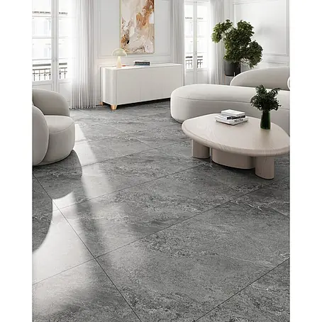 Feinsteinzeugfliese LUMOS GREY – 60 x 120 cm, Marmoroptik, Matt