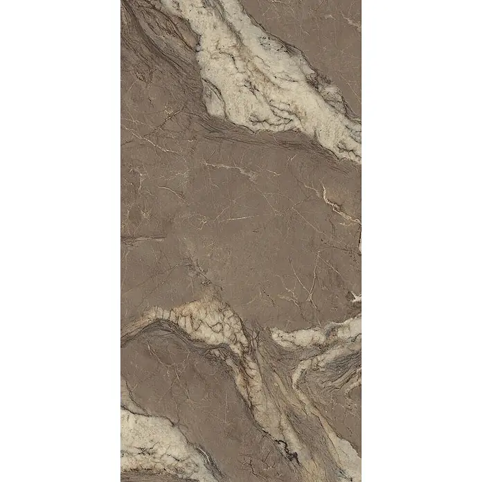 Feinsteinzeugfliese BERRY BROWN – 60 x 120 cm, Marmoroptik, Brillant - 